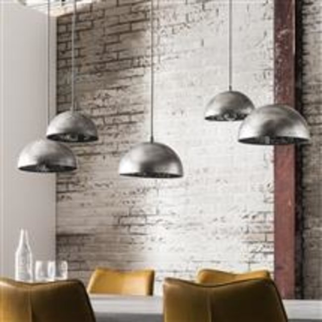 WoonStijl Hanglamp 5L met crossbar en old silvery mirror inside. / Old silvery finish