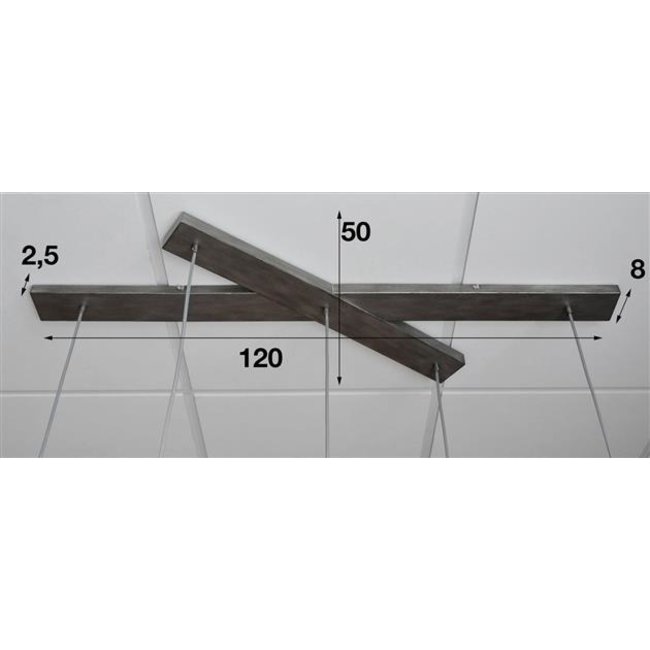 WoonStijl Hanglamp 5L met crossbar en old silvery mirror inside. / Old silvery finish