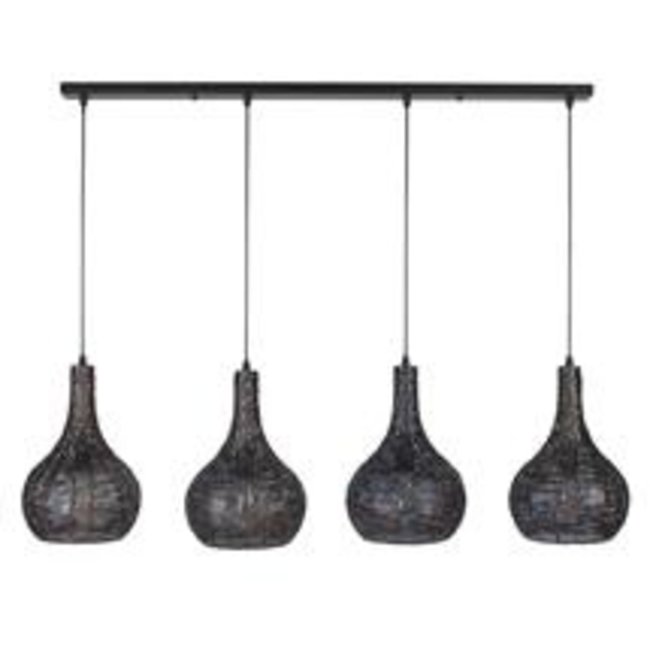 WoonStijl Hanglamp 4L armor kegel / Zwart bruin