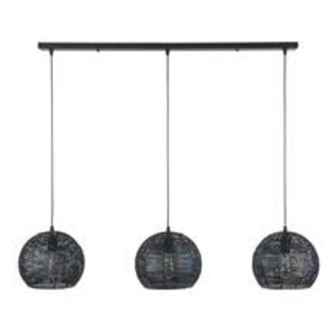 WoonStijl Hanglamp 3x armor half rond / Zwart bruin