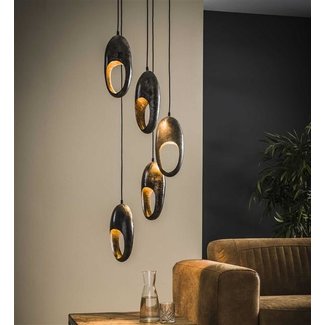 WoonStijl Hanglamp 5L open oog getrapt / Oud zilver