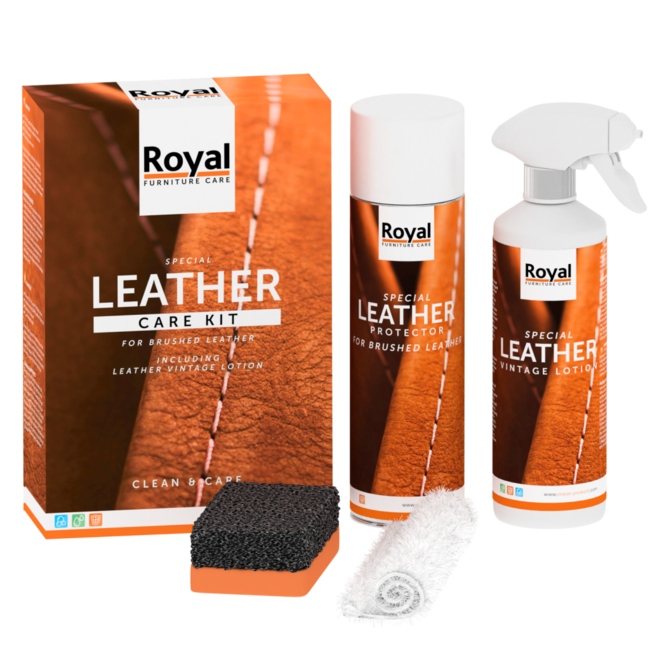 Oranje Leather Care Kit geschuurd leder