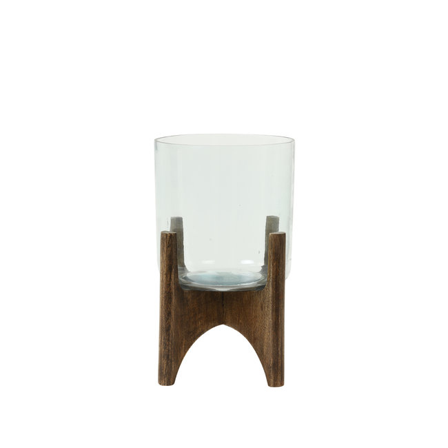Light en Living Vaas op voet JACE glas+hout bruin - 2 afmetingen