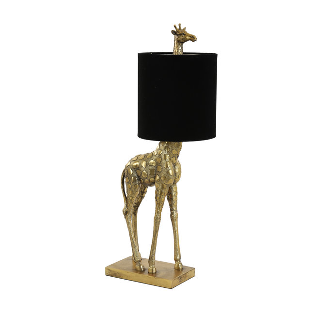 Light en Living Tafellamp 26x16x61 cm GIRAFFE antiek  brons+velvet zwart