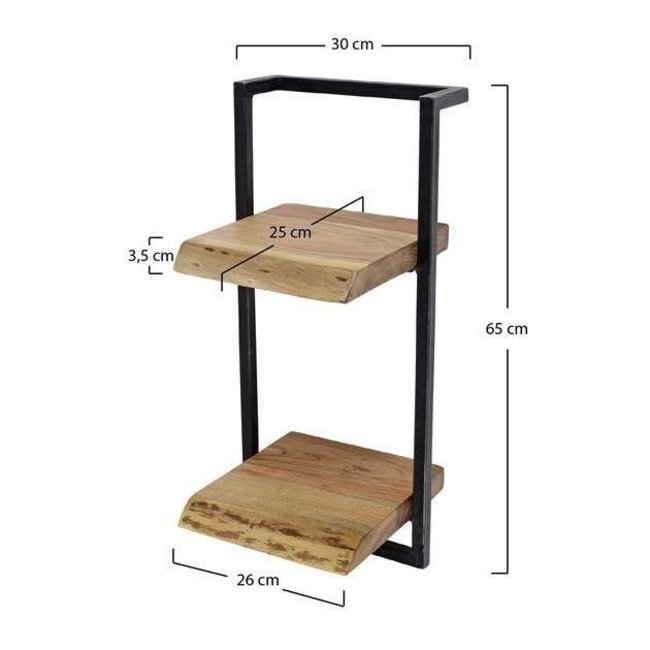 WoonStijl Wandplank Live Edge 30 cm breed, 65 cm hoog