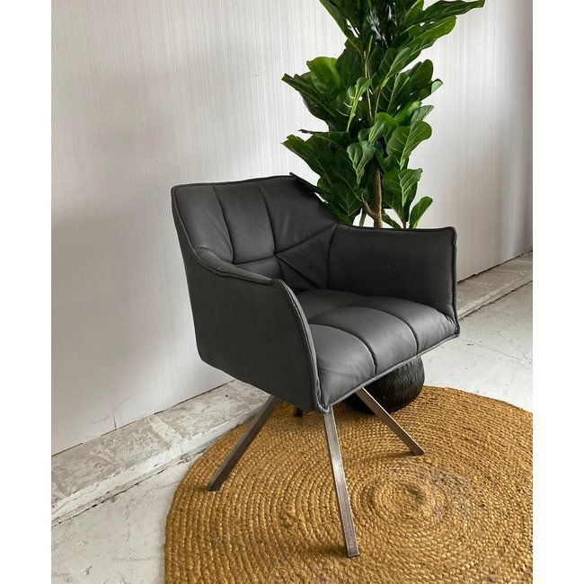 WoonStijl Armstoel grid draaibaar RVS Buffelo zwart