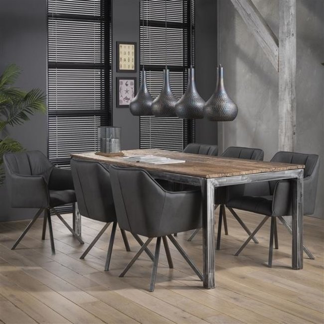 WoonStijl Armstoel grid draaibaar RVS Buffelo zwart