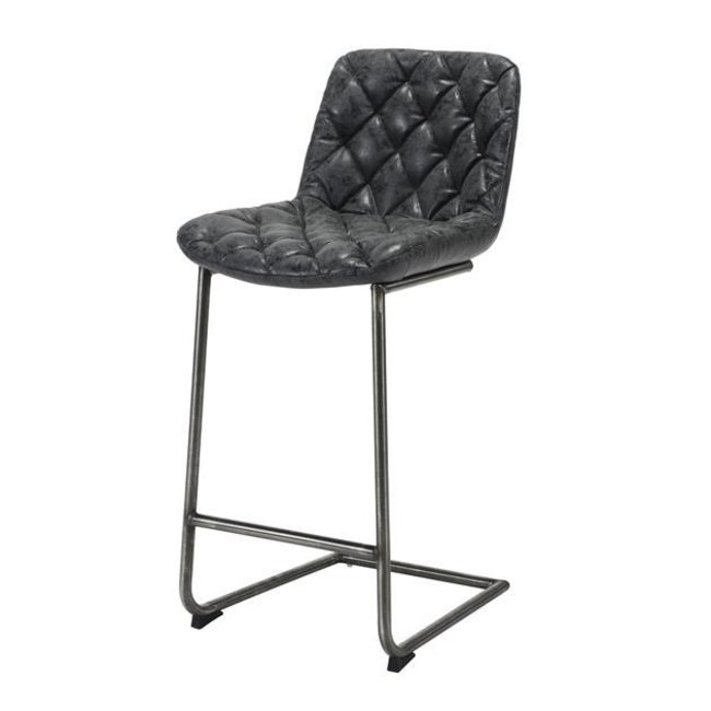 WoonStijl Barstoel grid sledepoot Wax PU zwart