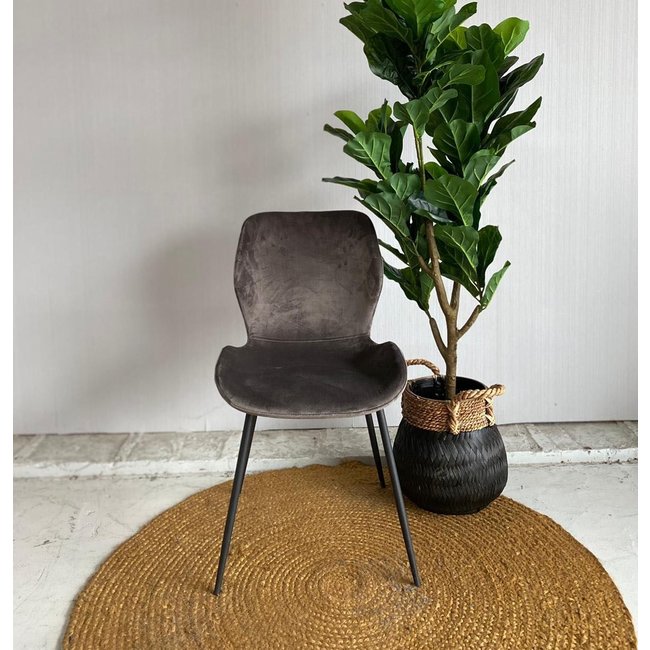 WoonStijl Stoel velvet ronde buis Antraciet velvet