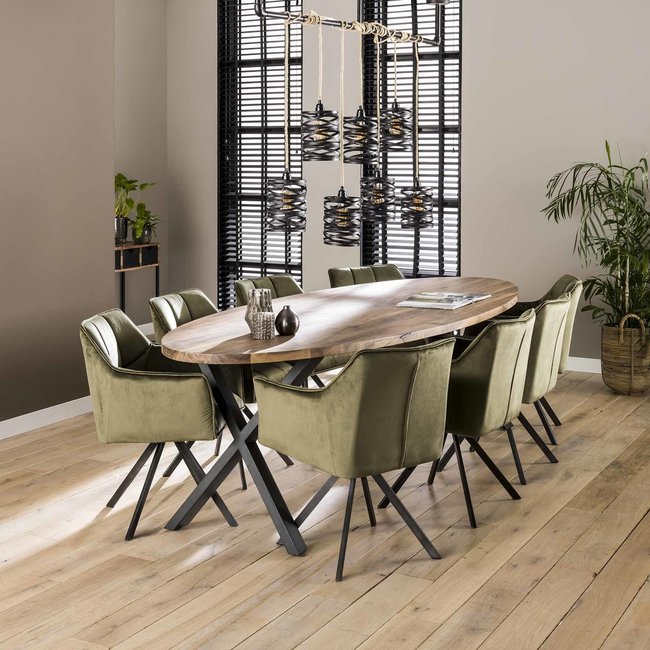 WoonStijl Armstoel raster draaibaar velvet groen