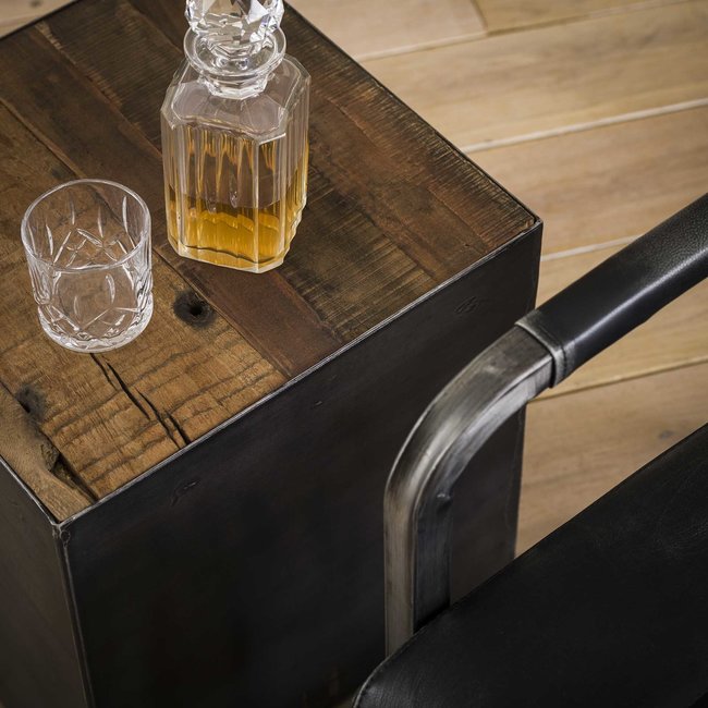 WoonStijl Bijzettafel 40x40 Raft doorleeft hout