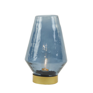 Light & Living Tafellamp LED JAYA glas  donker blauw+goud