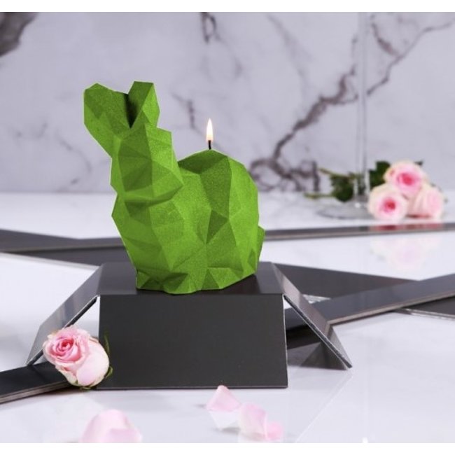 Candellana Kaars Konijn groot groen metallic