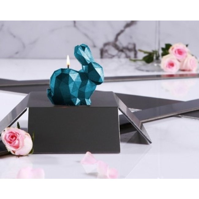 Candellana Kaars Konijn klein blauw metallic