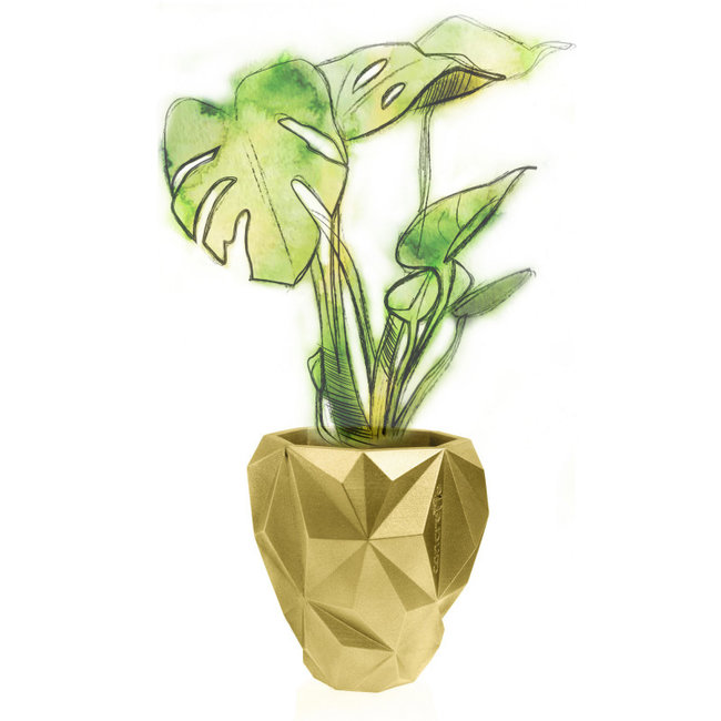 Candellana Bloempot beton Geometric 13 cm Classic Gold