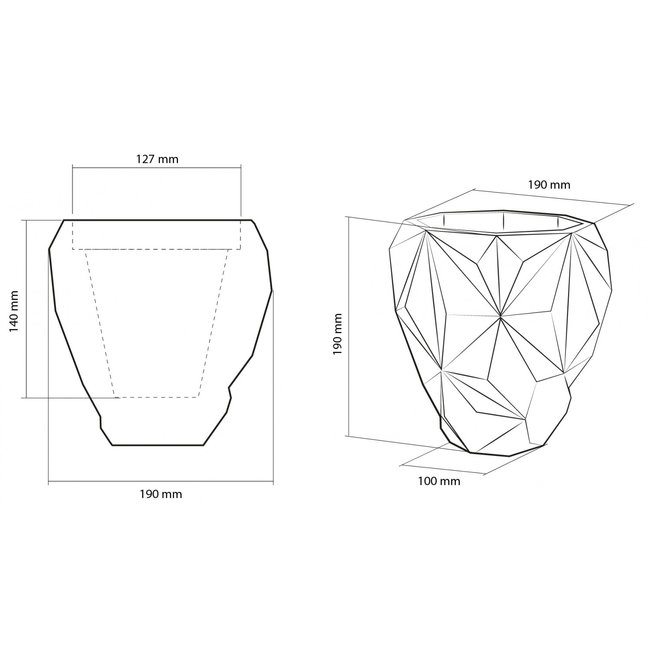 Candellana Bloempot beton Geometric 13 cm mat Zwart