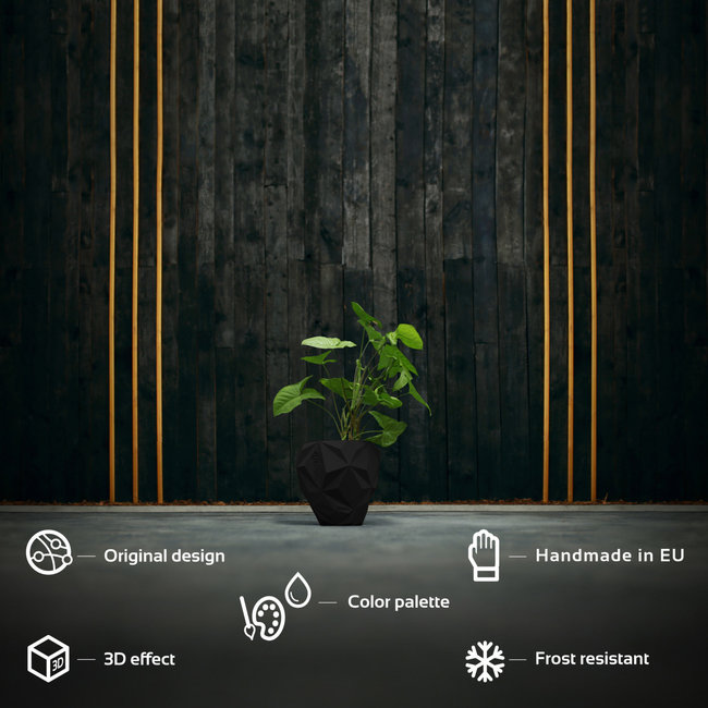 Candellana Bloempot beton Geometric 13 cm mat Zwart