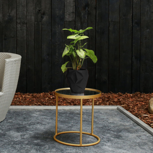 Candellana Bloempot beton Geometric 13 cm mat Zwart