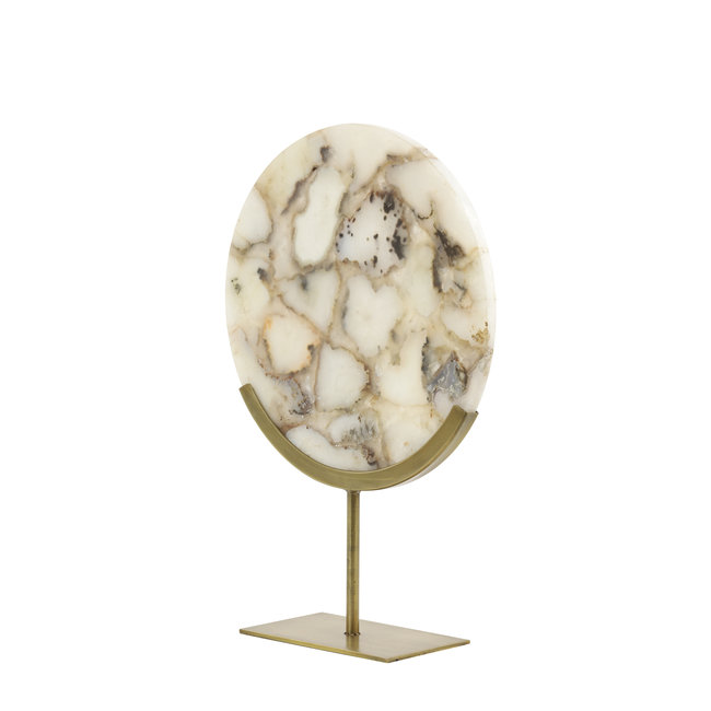 Light en Living Ornament op voet 35x12x50 cm GOUYA  wit agaat+antiek brons