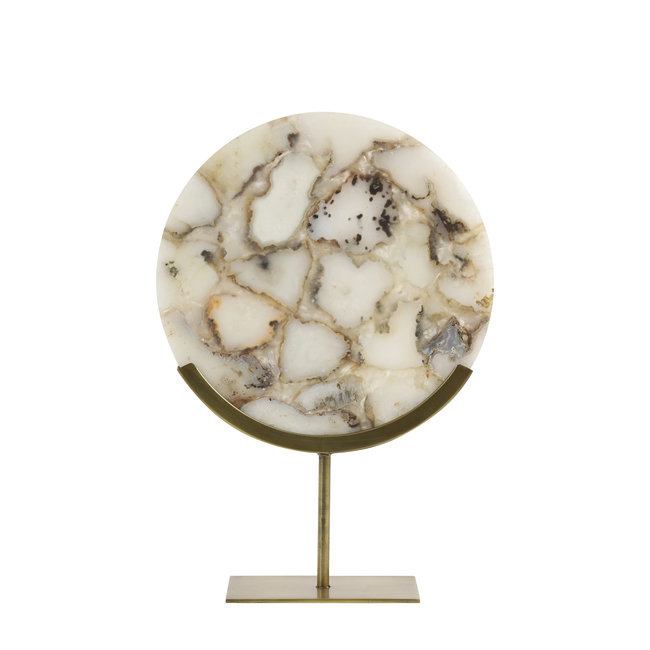 Light en Living Ornament op voet 35x12x50 cm GOUYA  wit agaat+antiek brons