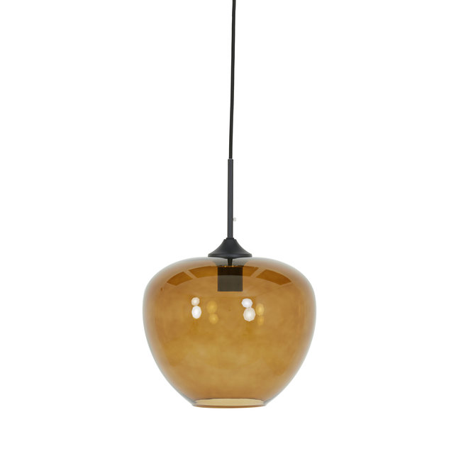 Light en Living Hanglamp MAYSON  zwart+glas bruin - Diverse maten