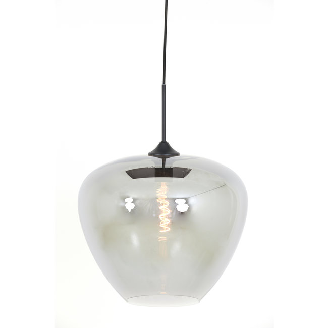 Light en Living Hanglamp MAYSON mat zwart+glas smoke - Diverse maten