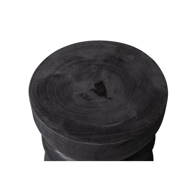 Woood Bikkel Kruk Hout Zwart 40xØ28cm