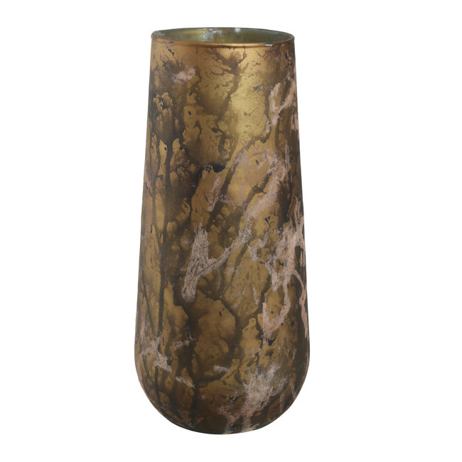 PTMD Theelicht Sjoerd mat bruin glas - L