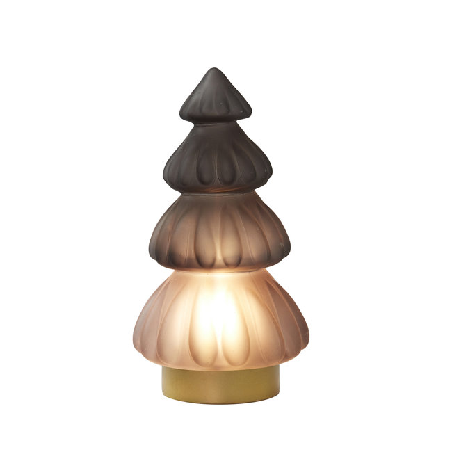 Light & Living Tafellamp LED Ø15x28 cm TREE glas mat  donker bruin