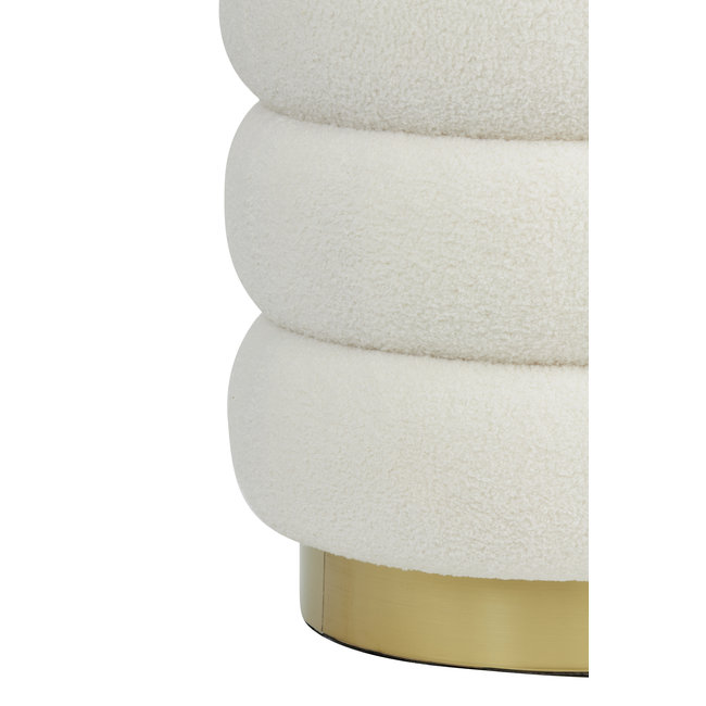 Light en Living Poef Ø40x45 cm KIMI teddy wit+goud