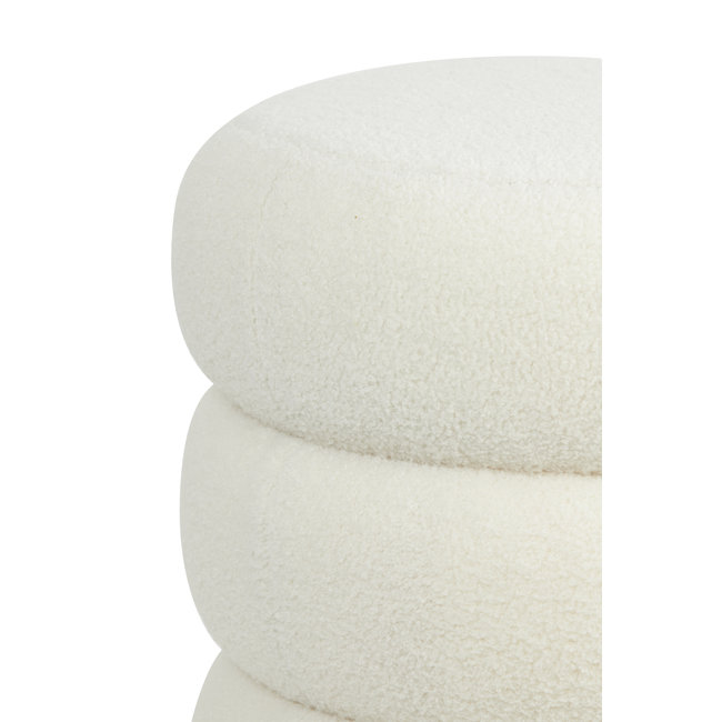 Light en Living Poef Ø40x45 cm KIMI teddy wit+goud