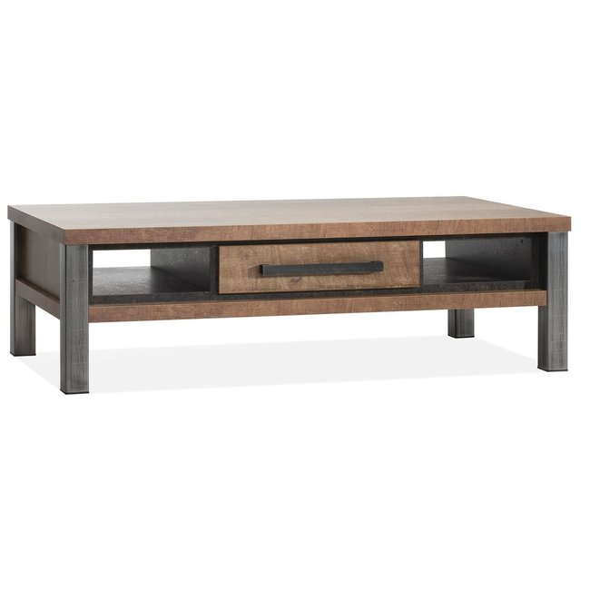 WoonMax Kinga salontafel 1 la/2 open vak Lamulux Old Teak