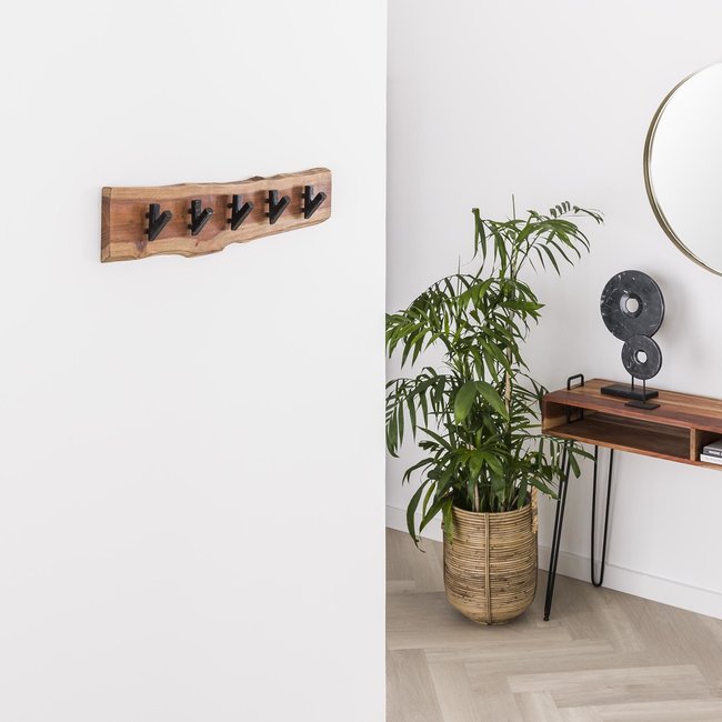 WoonStijl Kapstok edge 5 haken / Massief acacia naturel