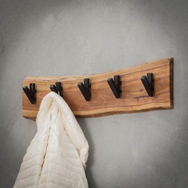 WoonStijl Kapstok edge 5 haken / Massief acacia naturel