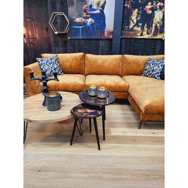 Light en Living Bijzettafel 37x35x44,5 cm DIVO spiegel  bruin glas+zwart