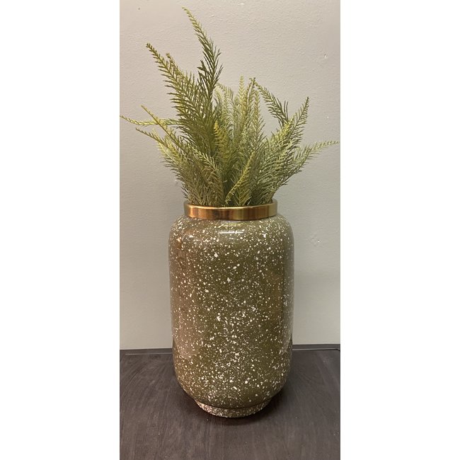 Light en Living Vaas deco Ø18x30 cm CHOW groen/wit-goud