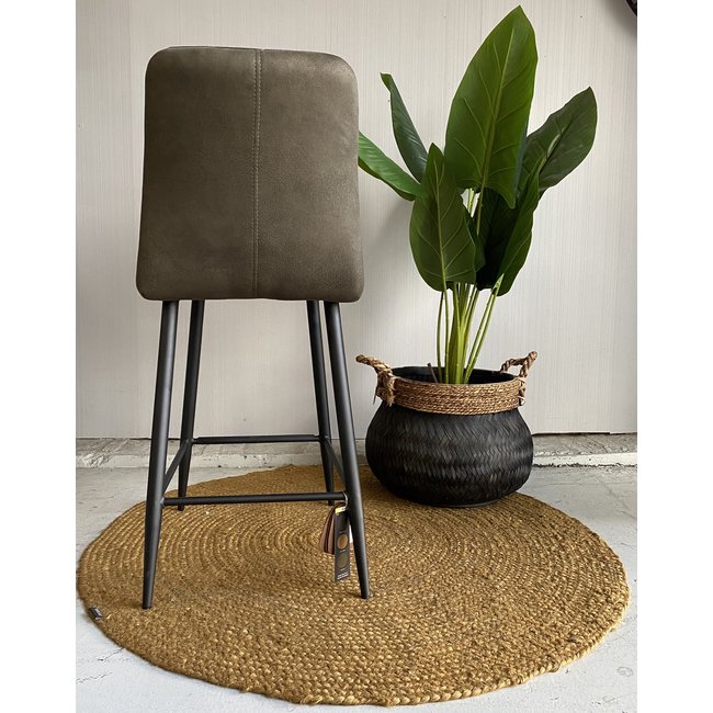 WoonMax Barstoel Dex Zorro -  Antraciet, Cognac en Groen