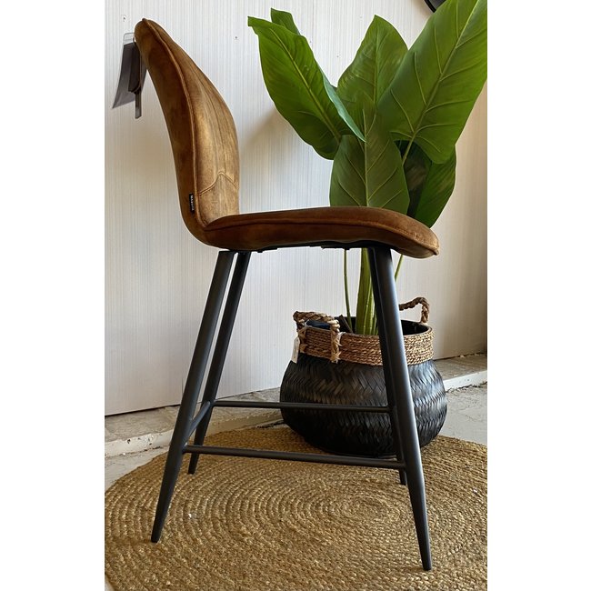 WoonMax Barstoel Fast Goldy - Antraciet, Cognac of Groen