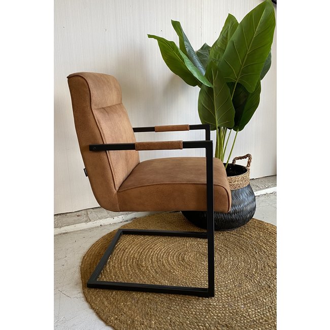 WoonMax Eettafelstoel Logan Zorro - Cognac, Antraciet en Groen