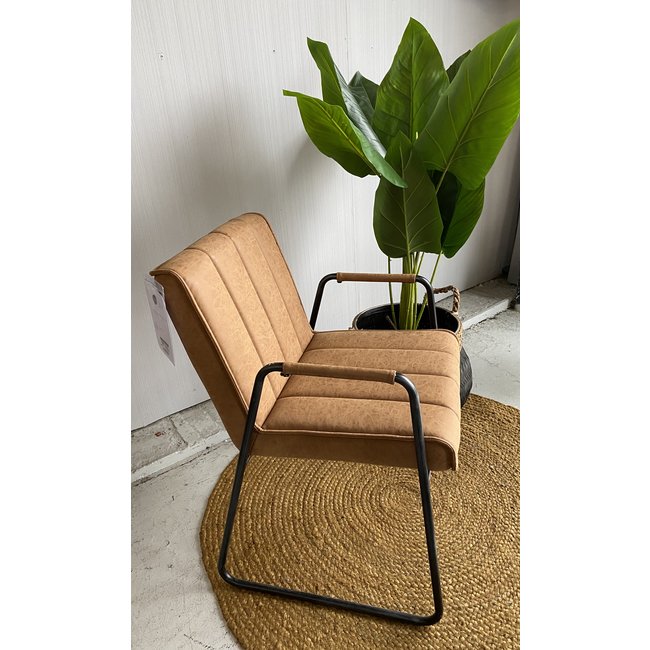 Tower Living Eetkamerstoel Santo met armleuning - cognac, grijs, antraciet en bruin