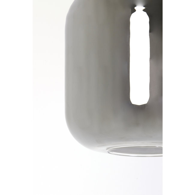 Light en Living Hanglamp Ø16x26 cm LEKAR zwart+smoke glas