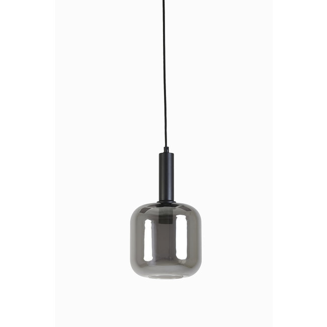 Light en Living Hanglamp Ø16x26 cm LEKAR zwart+smoke glas
