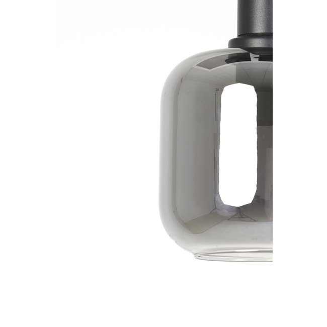 Light en Living Hanglamp Ø21x37 cm LEKAR zwart+smoke glas