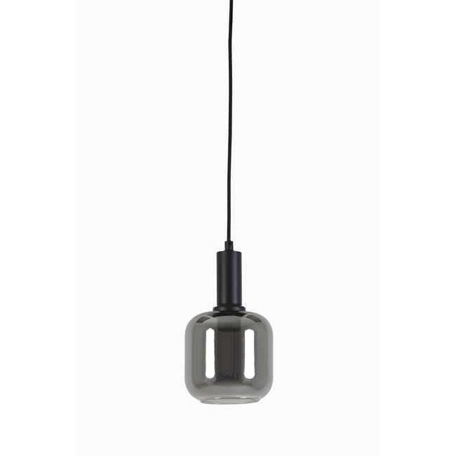 Light en Living Hanglamp Ø21x37 cm LEKAR zwart+smoke glas