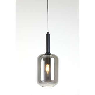 Light & Living Hanglamp Ø22x52 cm LEKAR zwart+smoke glas