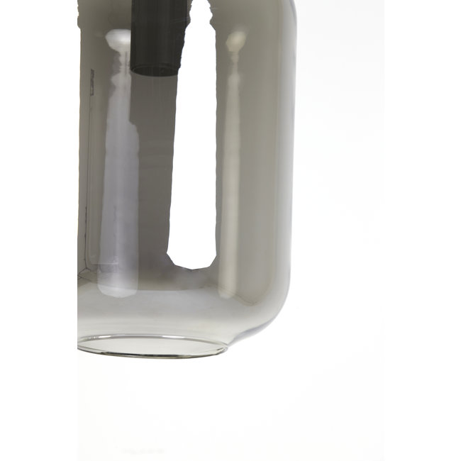 Light en Living Hanglamp Ø22x52 cm LEKAR zwart+smoke glas