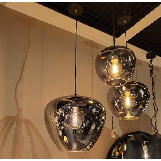 Light en Living Hanglamp MAYSON mat zwart+glas smoke - Diverse maten