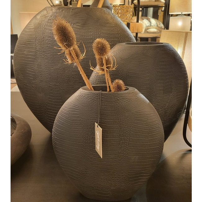 Light en Living Vaas deco 29,5x8x31,5 cm SKELD mat zwart