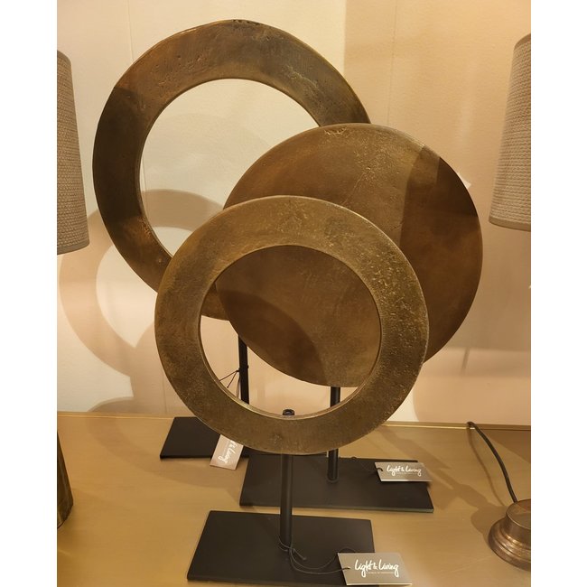 Light en Living Ornament op voet Ø25x38 cm WAIWO ruw antiek brons-mat zwart