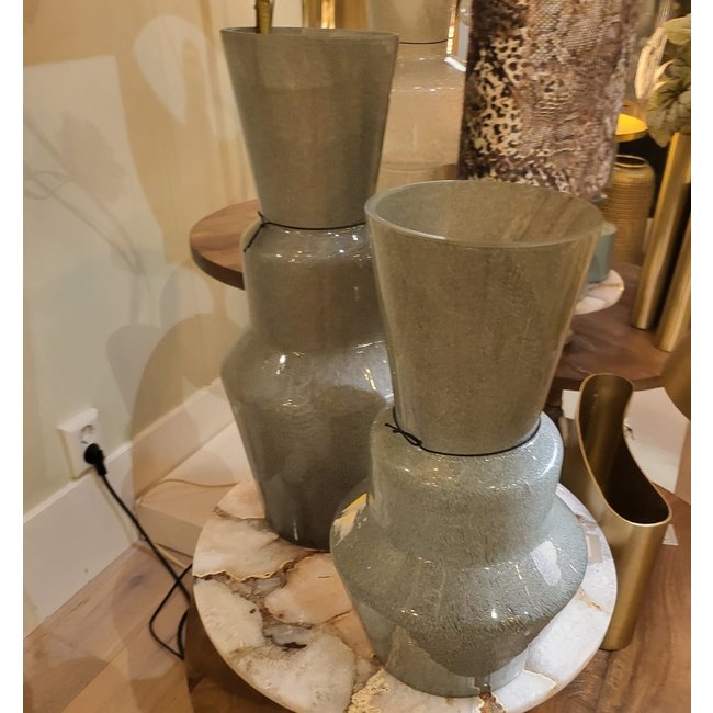 Light en Living Vaas TROSMU glas donker  groen-goud - 2 maten